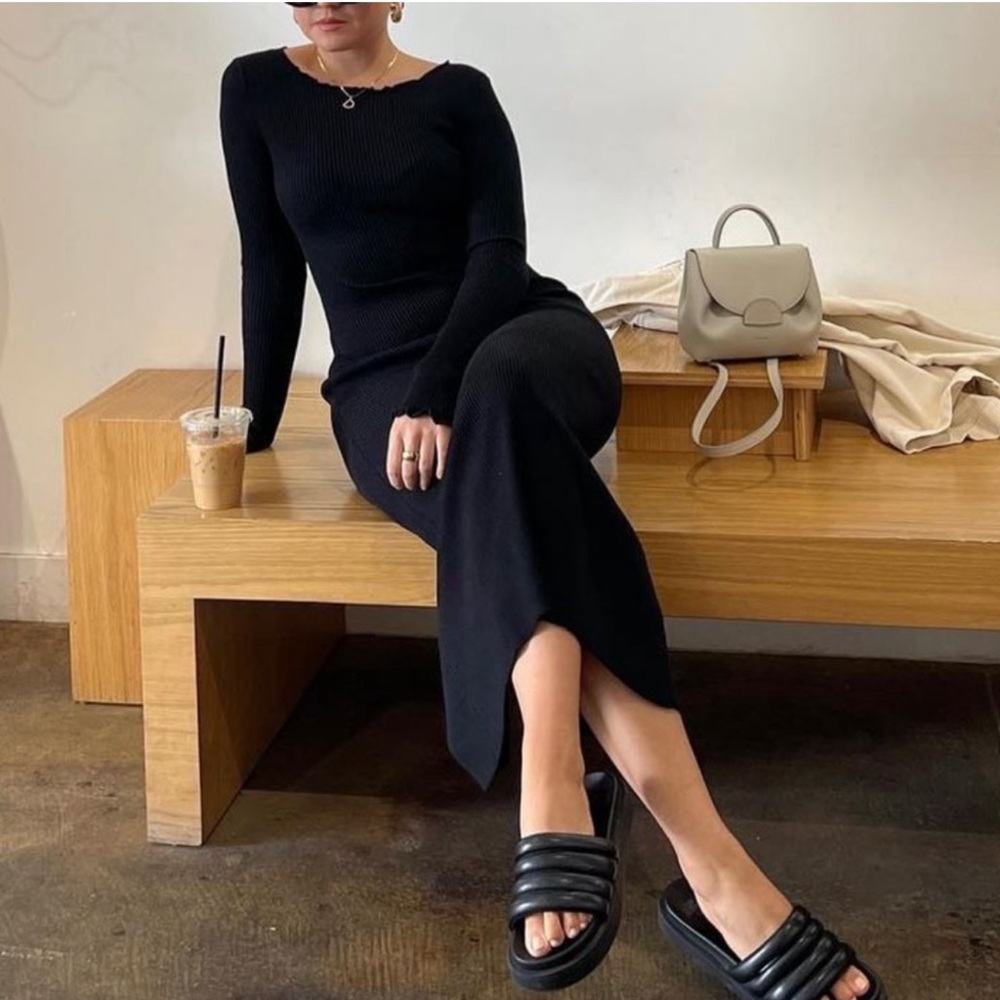 DISSH Billie Black long sleeve midi sweater dress